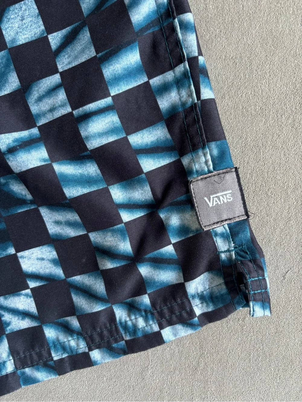 Vans Black & Teal Checkerboard Swim Trunks